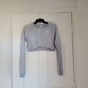 Gymshark Training Cropped Sweater - Light Grey Marl - Size Small